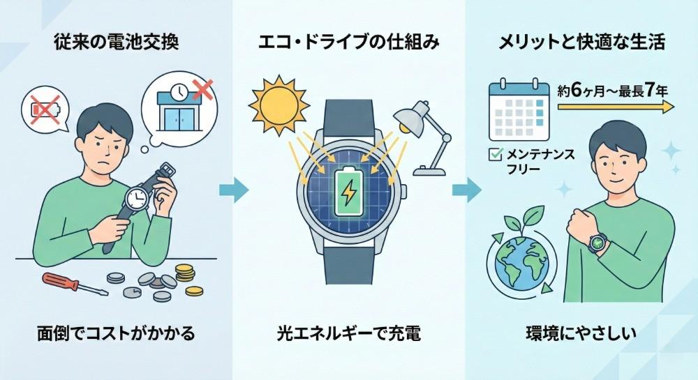 電池交換も不要で長期間快適に使える